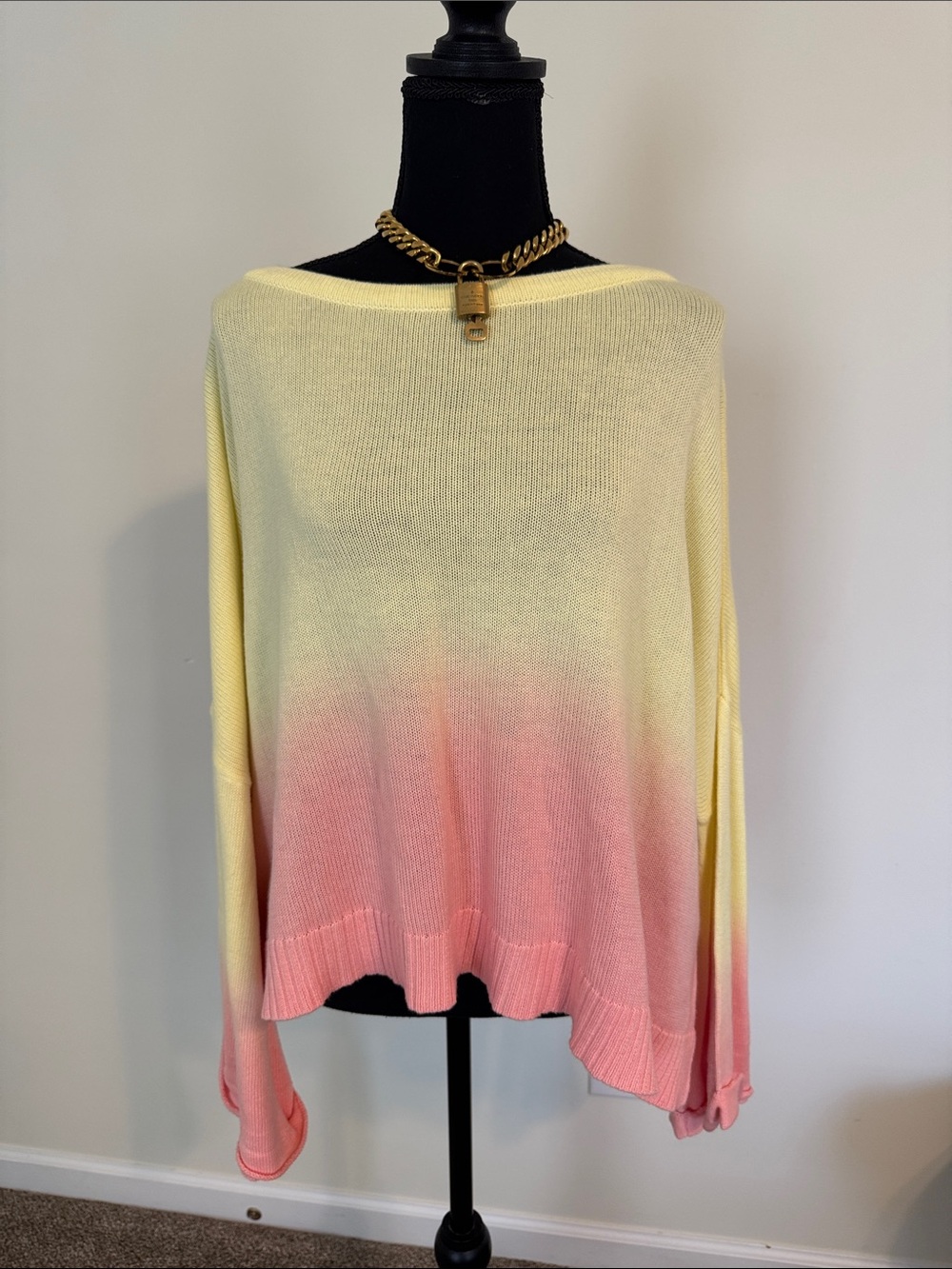NWT Light Yellow to Pink Ombre Women's Sweater S